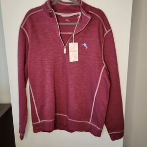 Tommy Bahama Men’s Burgundy Red Full Zip Sweater NWT Coastal Luxury Knit Sz L